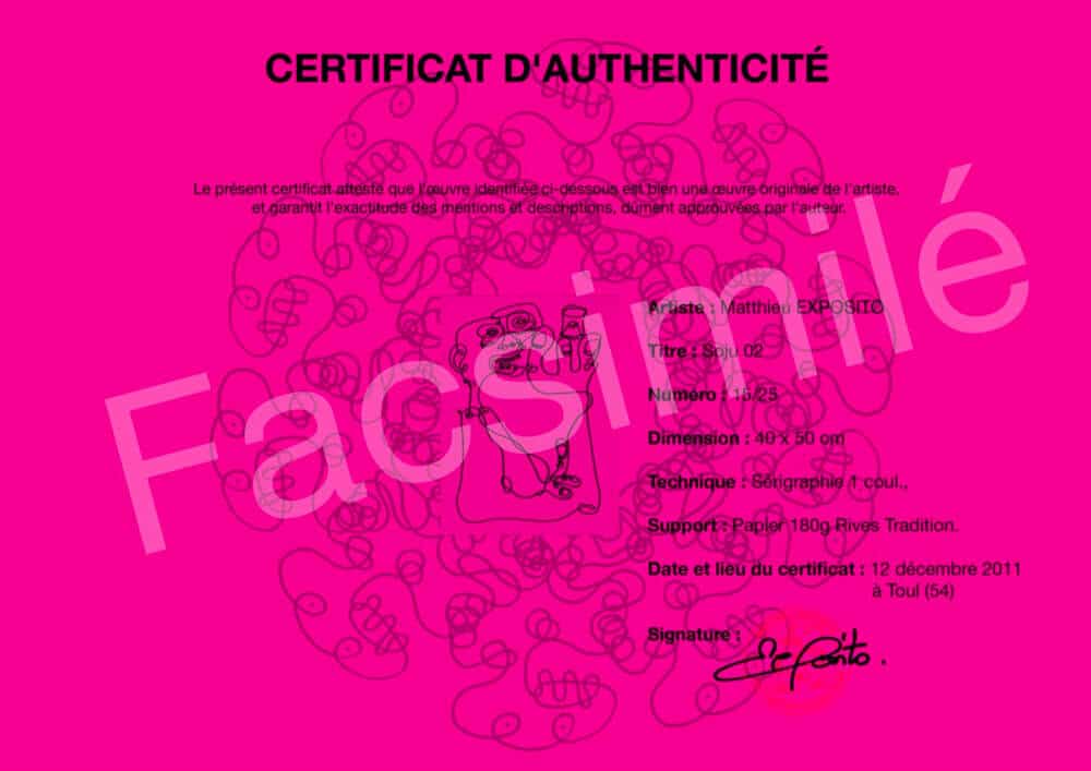 Votre œuvre d’art est accompagnée de son certificat d’authenticité signé et daté par l’artiste