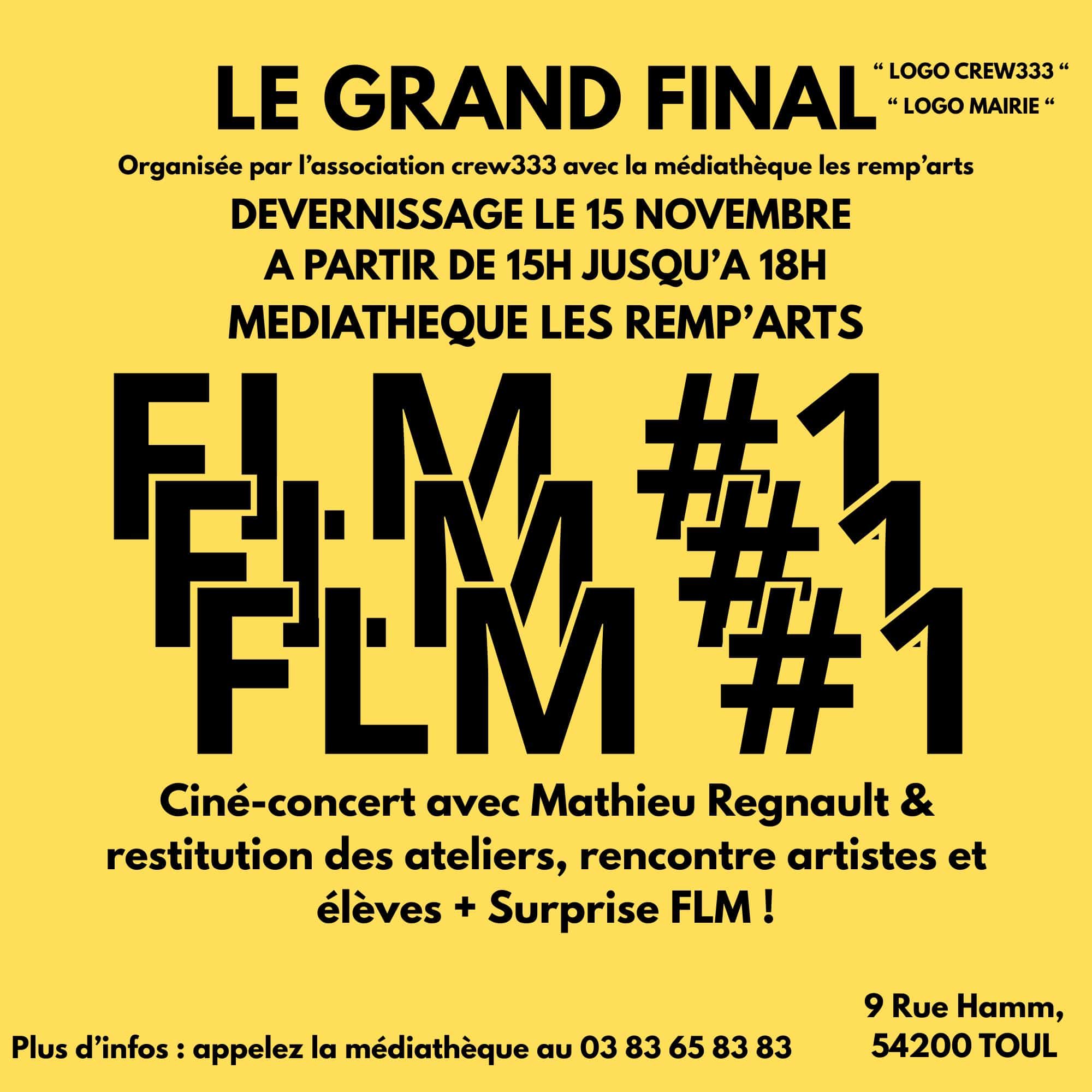 Affiche de l’exposition FLM — Création collective dirigée par Matthieu Exposito à Toul avec le collectif CREW333.